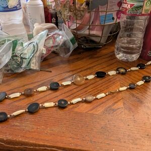 Elegant Black and Cream Beaded Necklace #5